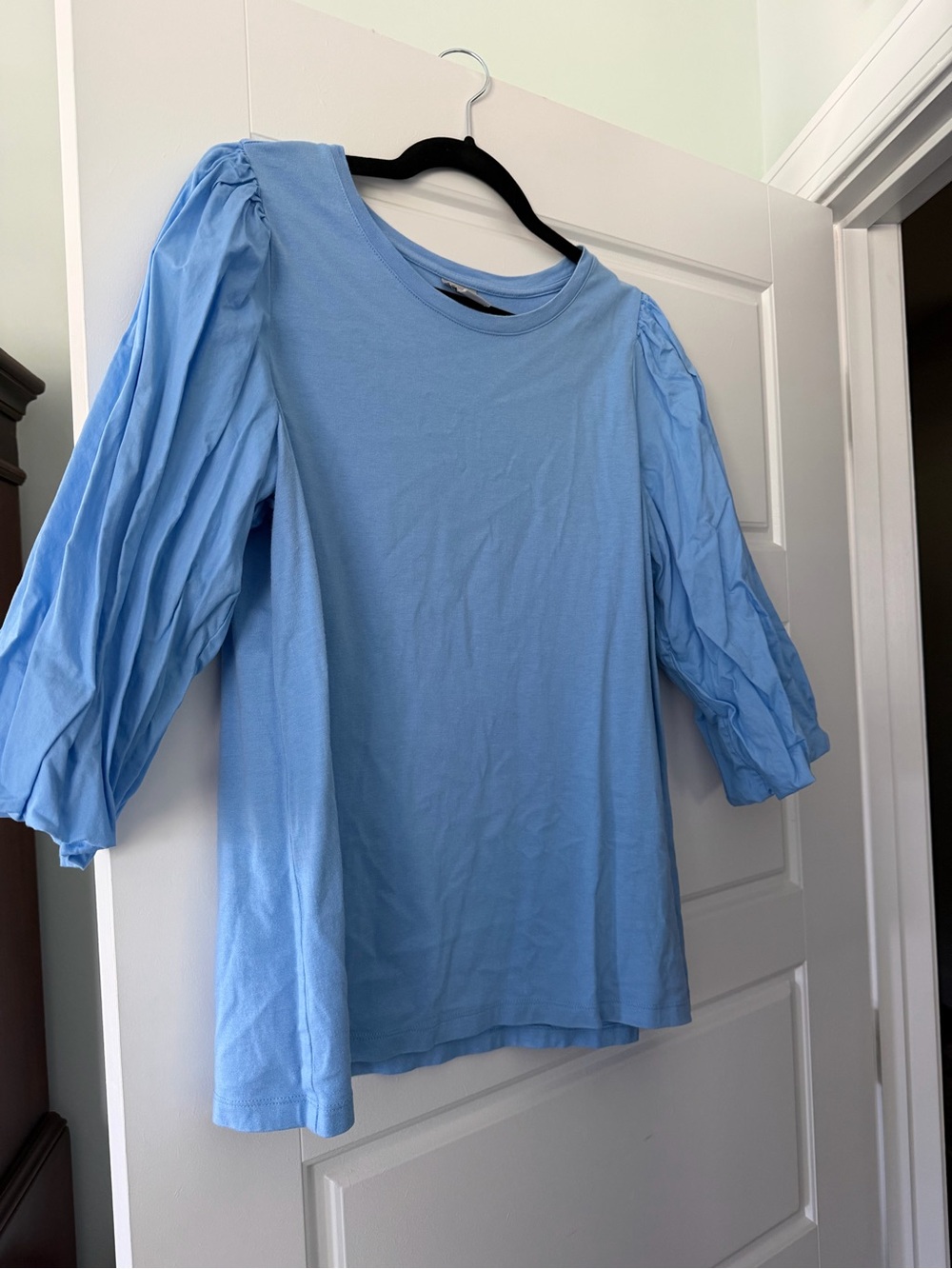 Chico's Sky Blue Puff-Sleeve crew neck t size 2 Large